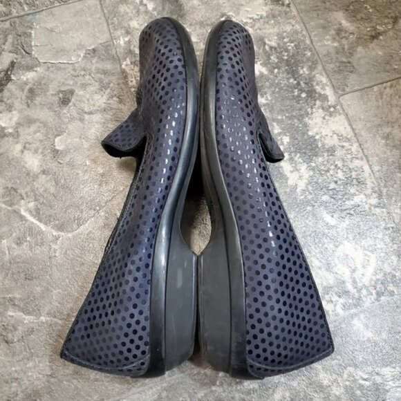 Dansko Olivia Navy Blue Suede Leather Confetti Polka Dot Comfort Loafers 38 - Picture 2 of 7